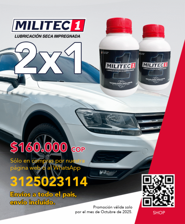 Promoción 2X1 lubricante MILITEC-1, motor, caja, diferencial.